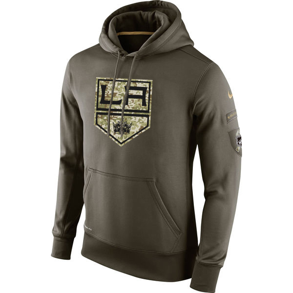 Men NHL Los Angeles Kings Nike Olive Salute To Service KO Performance Hoodie Green->nashville predators->NHL Jersey